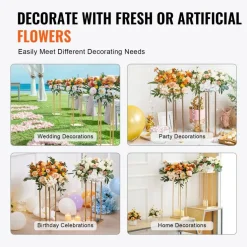 Gold Floral Centerpiece Stands 4PCS, 31.5" High Wedding and Event Display