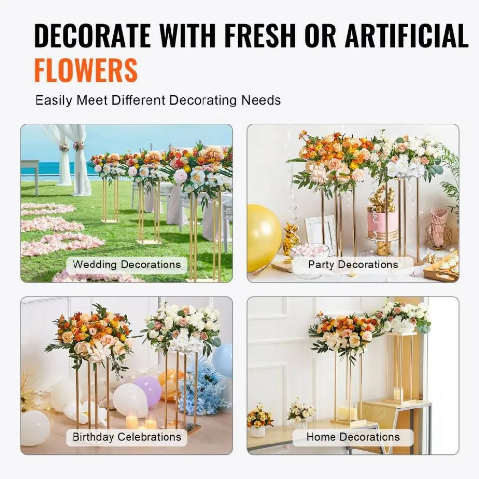 Gold Floral Centerpiece Stands 4PCS, 31.5" High Wedding and Event Display