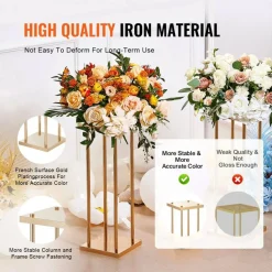 Gold Floral Centerpiece Stands 4PCS, 31.5