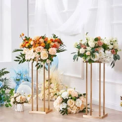 Gold Floral Centerpiece Stands 4PCS, 31.5