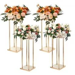Gold Floral Centerpiece Stands 4PCS, 31.5