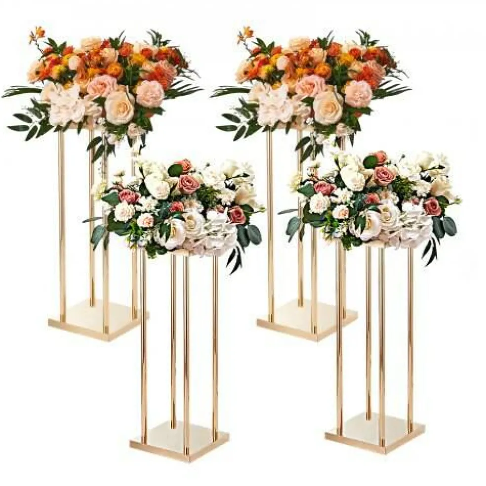 Gold Floral Centerpiece Stands 4PCS, 31.5" High Wedding and Event Display
