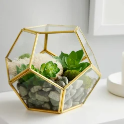 Gold Geometric Glass Terrarium by Ashland®