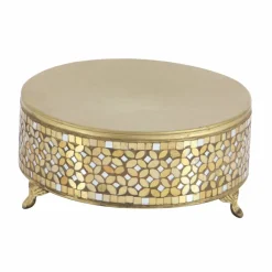 Gold Glam Round Metal & Glass Mosaic Cake Stand, 3ct.