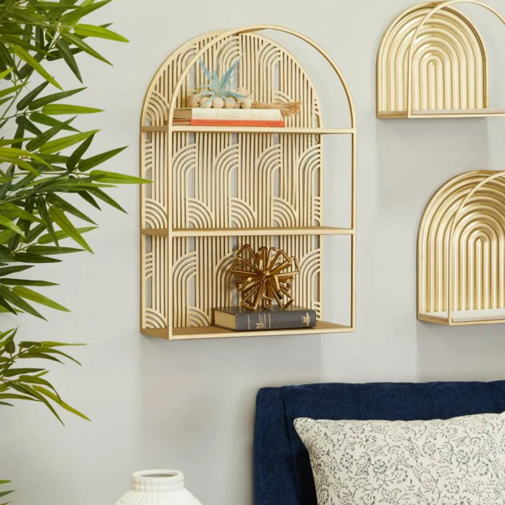 Gold Glam Wall Shelf, 16" x 6" x 24"