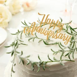 Gold Glitter Happy Anniversary Cake Topper by Celebrate It™