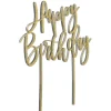 Gold Glitter Happy Birthday Cake Topper by Celebrate It™
