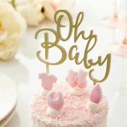 Gold Glitter Oh Baby Cake Topper by Makery®