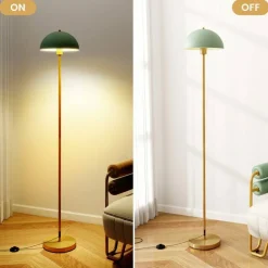 Gold & Green Floor Lamp with E26 Socket, Shatterproof Shade, Anti-Tip Base, Foot Switch