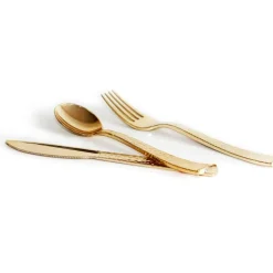 Gold Hammered Plastic Cutlery Set by Celebrate Itâ„¢, 120ct.
