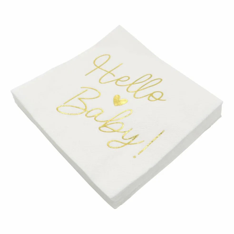 Gold Hello Baby Beverage Napkins, 20ct. by Celebrate It™