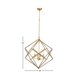 30" Gold Iron Modern Caged Chandelier
