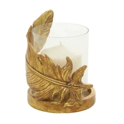 8" Gold Leaf Glass Traditional Candlestick Holder