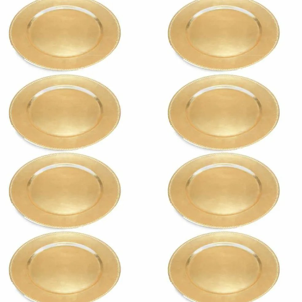13" Gold Melamine Plastic Chargers, 8ct.