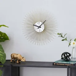 19" Gold Metal Contemporary Wall Clock