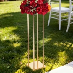 Gold Metal Cube Column Centerpiece Flower Stand 10PCS for Event Decor