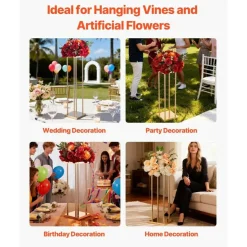 Gold Metal Cube Column Centerpiece Flower Stand 10PCS for Event Decor