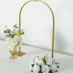 35" Gold Metal Floral Chiara Arch Table Centerpiece with Rounded Top Wedding