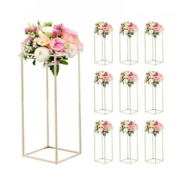 Gold Metal Floral Cube Stand 10PCS, 33LB Capacity Wedding Decor