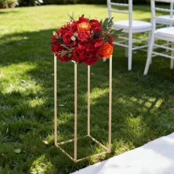 Gold Metal Floral Display Stand 10PCS, Rectangular Cube Wedding Decor
