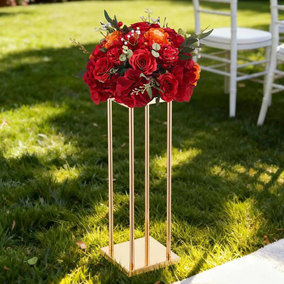 Gold Metal Geometric Column Cube Flower Stand 10PCS for Wedding Decor