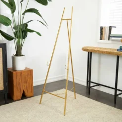 56" Gold Metal Geometric Tall Adjustable Floor 3-Tier Easel