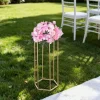 Gold Metal Hexagonal Centerpiece Stand 10PCS with Acrylic Shelves