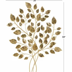 33" Gold Metal Leaf Metallic Wall Décor