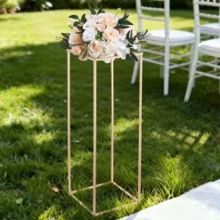 Gold Metal Rectangular Cube Floral Stand 10PCS with Optional Shelves