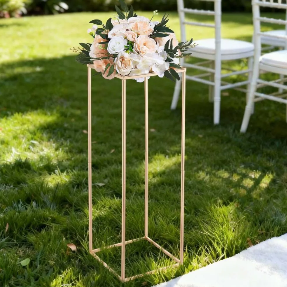 Gold Metal Rectangular Cube Floral Stand 10PCS with Optional Shelves