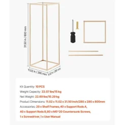 Gold Metal Rectangular Cube Floral Stand 10PCS with Optional Shelves