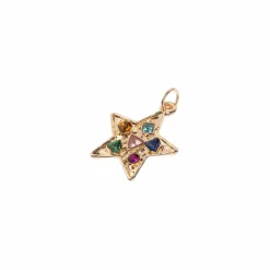 Gold & Multicolor Gem Metal Star Pendant by Bead Landing™