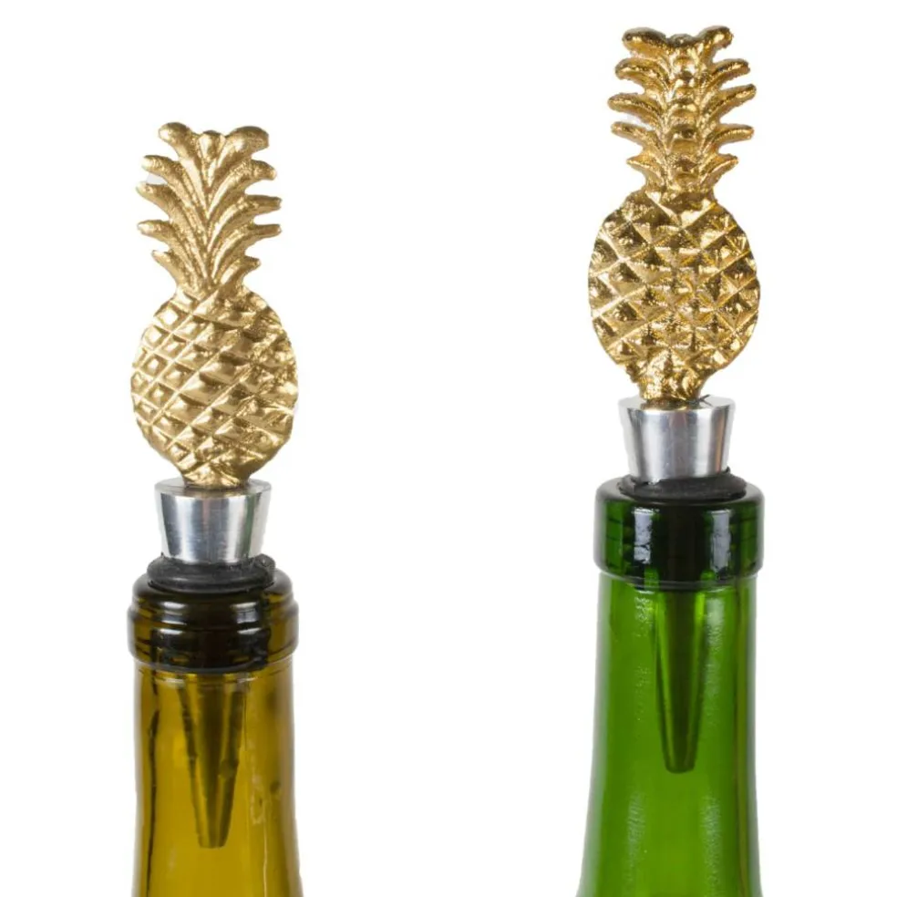 Gold Pineapple Bottle Stopper Set