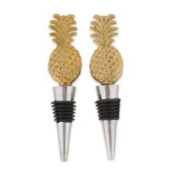 Gold Pineapple Bottle Stopper Set