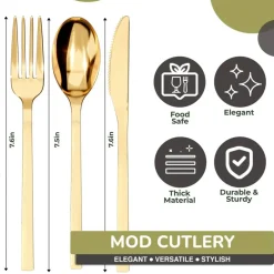 Gold Plastic Silverware Set Gold Silverware Disposable Forks and Spoons Disposable 120 Pack Plastic Utensils Set Knives & Spoons & Forks For Parties and Events