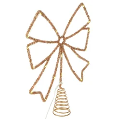 12" Gold Rhinestone Bow Lighted Tree Topper by Ashland®
