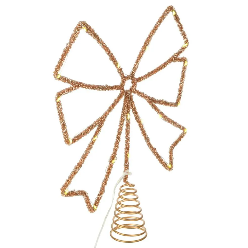 12" Gold Rhinestone Bow Lighted Tree Topper by Ashland®