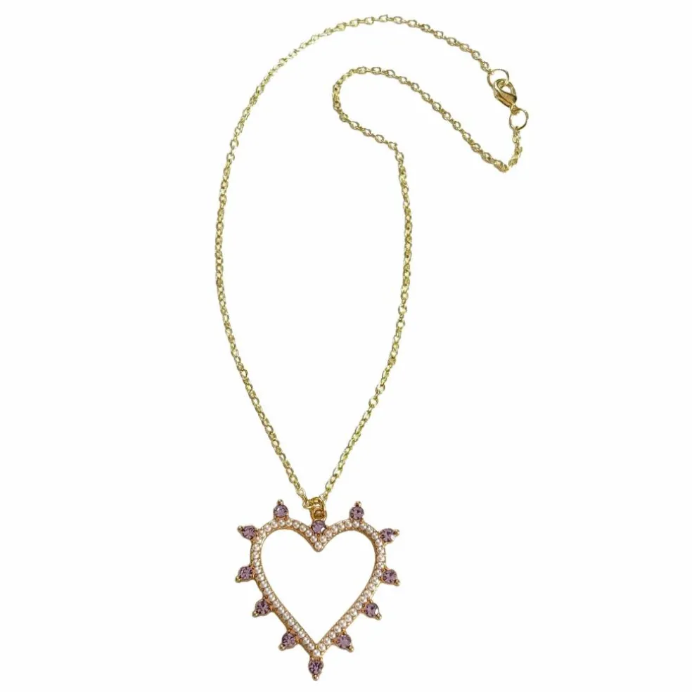 Gold, Rhinestone & Pearl Metal Heart Pendant by Bead Landing™