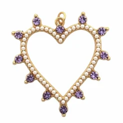 Gold, Rhinestone & Pearl Metal Heart Pendant by Bead Landing™