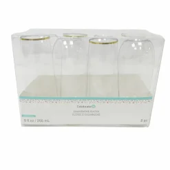 Gold Rim Stemless Champagne Flutes, 8ct. by Celebrate It™