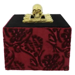 6" Gold Skull & Burgundy Floral Velvet Tabletop Box by Ashland®