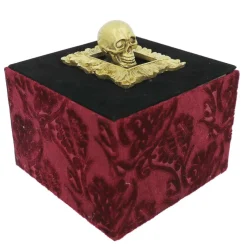 6" Gold Skull & Burgundy Floral Velvet Tabletop Box by Ashland®