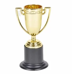 Gold Trophy Awards 5.5" – 12 Pack Mini Plastic Trophies for Kids Prizes, Classroom Rewards, Party Favors & Competitions