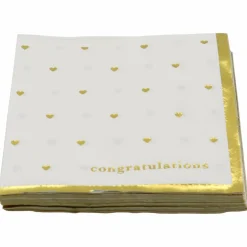Gold & White Congratulations Hearts Beverage Napkins, 20ct. by Celebrate It™