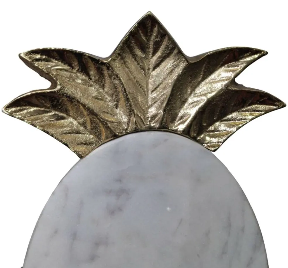 9.5" Gold & White Marble Pineapple Serving Board by Ashland®