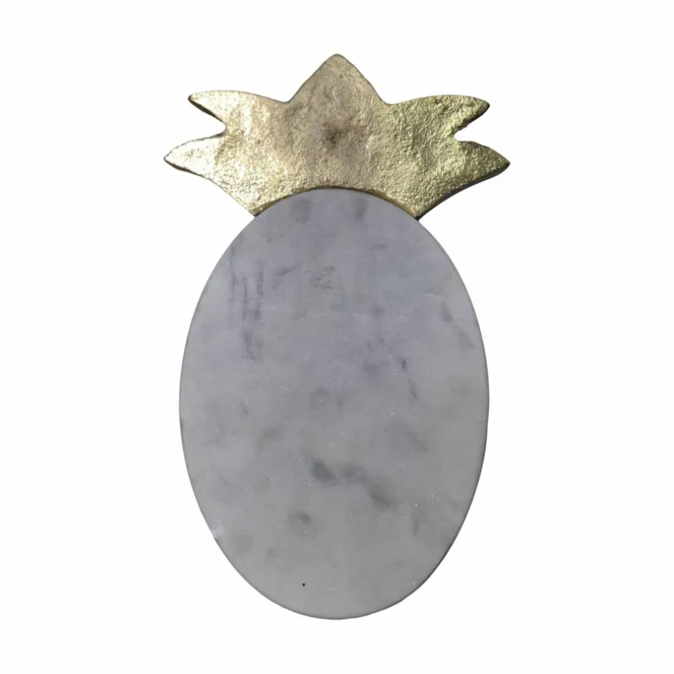 9.5" Gold & White Marble Pineapple Serving Board by Ashland®