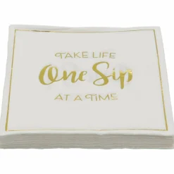 Gold & White One Sip Life Beverage Napkins, 20ct. by Celebrate It™