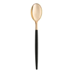 Gold with Black Handle Moderno Disposable Plastic Dinner Spoons (240 Spoons)
