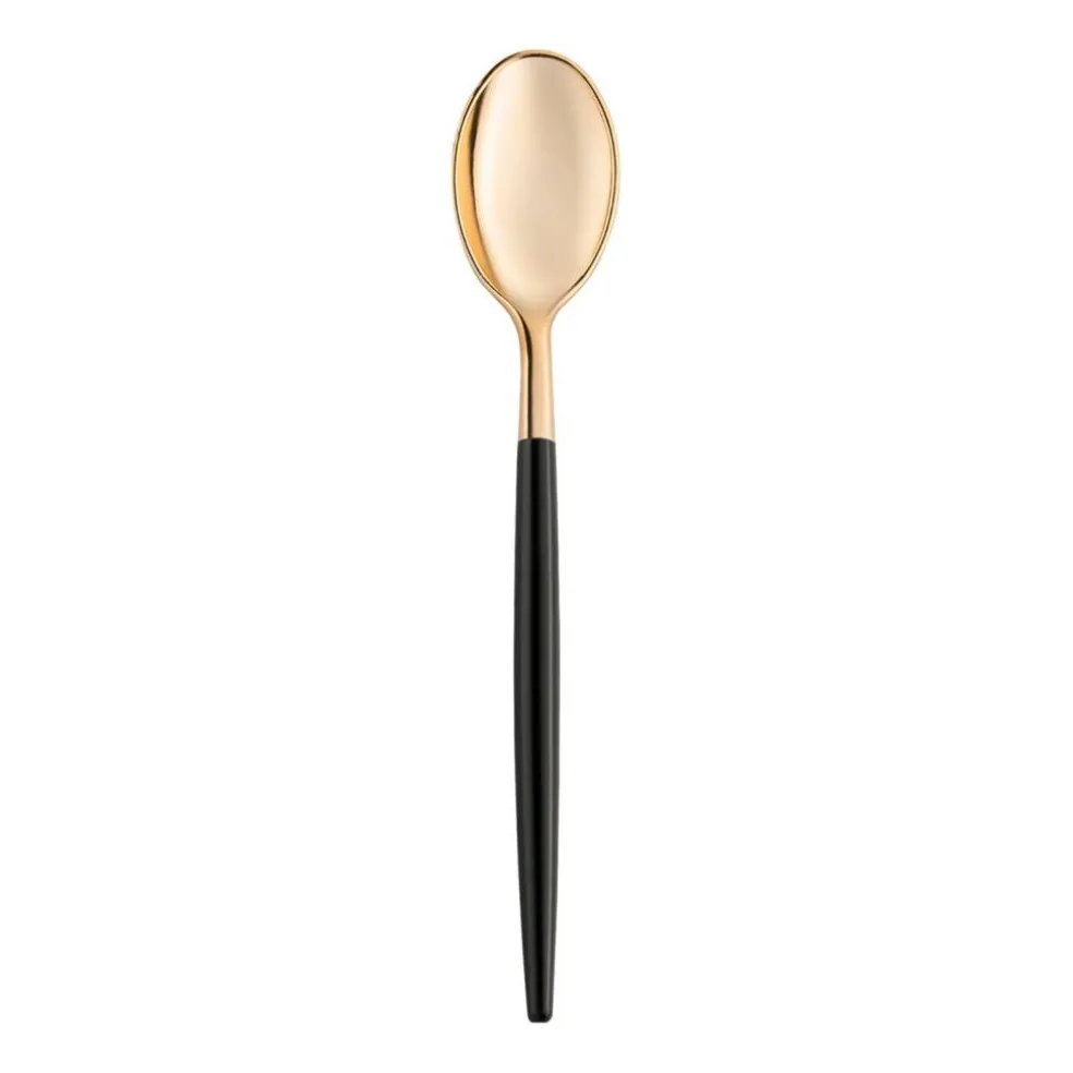 Gold with Black Handle Moderno Disposable Plastic Dinner Spoons (240 Spoons)