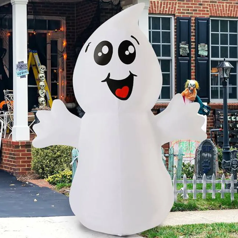 GOOSH 5 FT Halloween Inflatable Ghost Outdoor Decoration with Magic Light and Built-in LEDs